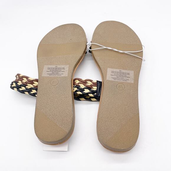 Universal Thread Women's Anita Wide Width Two-band Slide Sandals Tan Black 8.5 - Picture 7 of 7